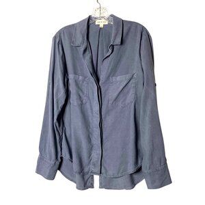 Cloth & Stone Blue Women's Button-Up Shirt M Tencel Lyocell Collared Long Sleeve